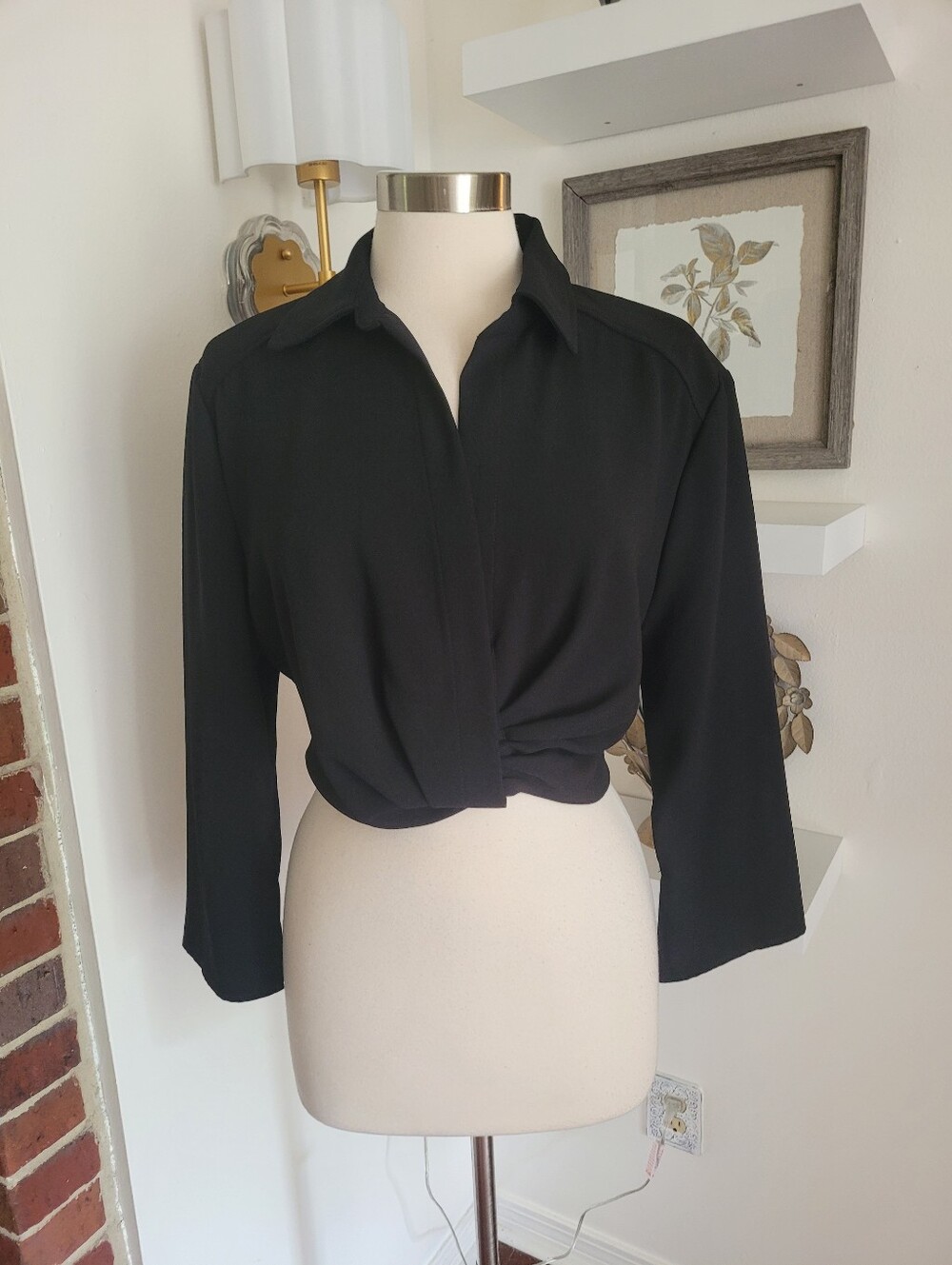 Zara Black Women's Knot-Front Blouse